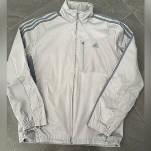Adidas Waterproof Jacket Men’s Sz S Rain Hood Front Zip Pockets Mesh Lined